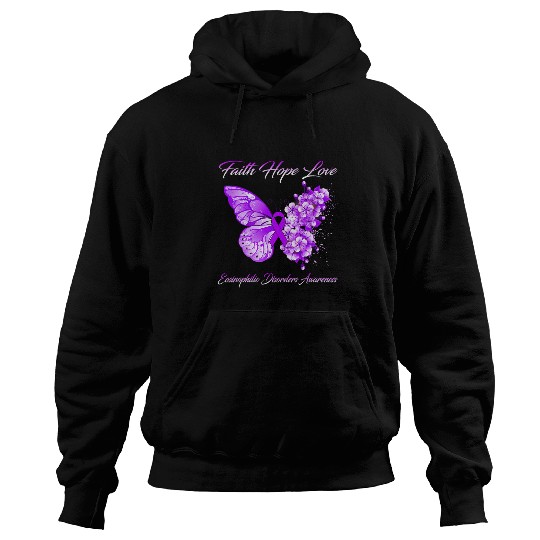 Butterfly Faith Hope Love Eosinophilic Disorders Awareness Hoodies