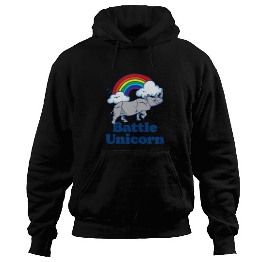 Lacrosse Gift Battle Unicorns Funny Retro 80s Rainbow Rhino Rhinoceros Hoodies