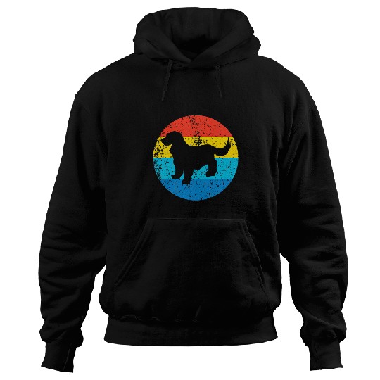 Cocker Spaniel Dog Breed Silhouette Retro 1970s Circle 1 Hoodies