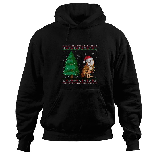 Owl Pet Ugly Christmas Sweater Style xmass Lights Barn Owl Lovers Hoodies