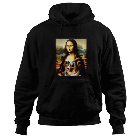 Mona Lisa Australian Shepherd Twist Artistic Dog Portrait 1 Hoodies