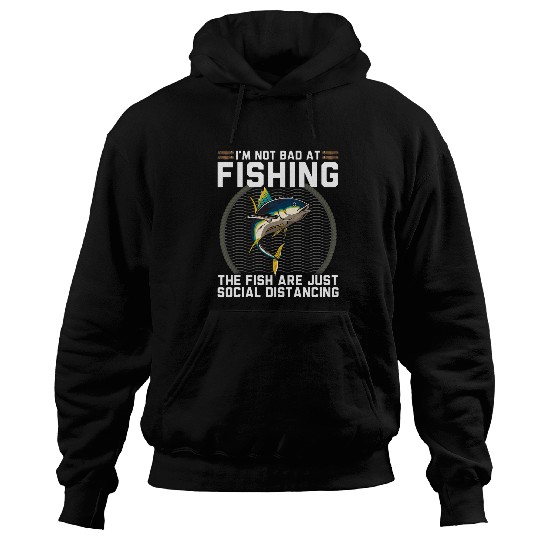 Not Bad At Social Distancing Funny Fishing Yellowfin Tuna Hoodies