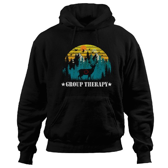 This Is What I Call Group Therapy Funny Retro Hunting Deer Hoodies