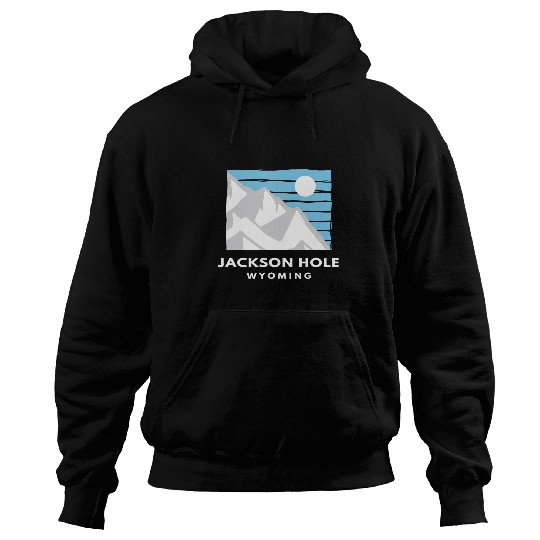 Retro Cool Jackson Hole WY Mountain Blue Sky Moon Novelty Hoodies