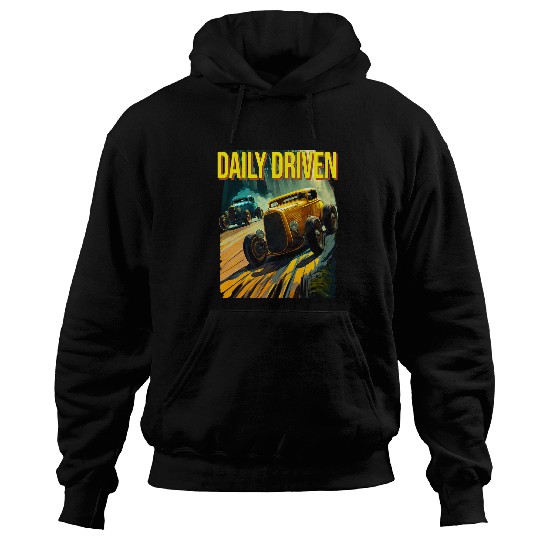 Daily Driven Hot Rod Racing by Lenses and Wheels Hoodies