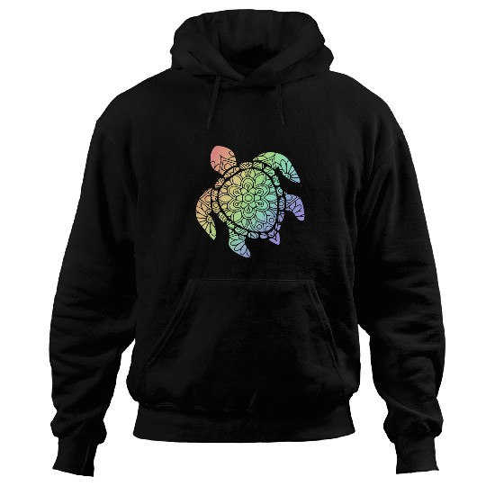 Turtle Pet Pastel Rainbow Mandala Boho Hoodies