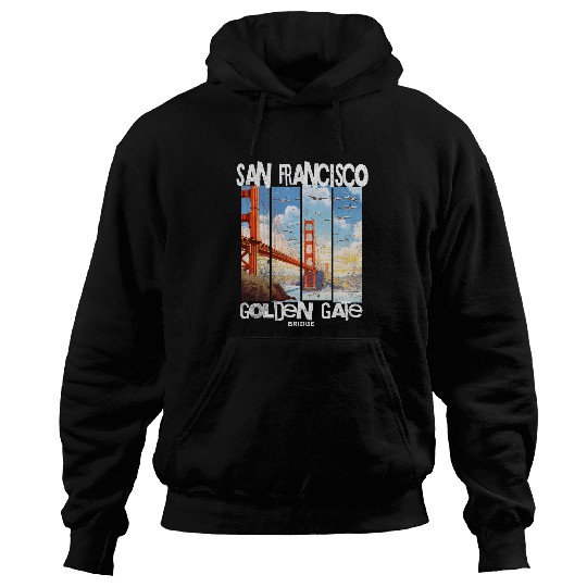 San Francisco Golden Gate Bridge CA Blue Sky Iconic Fog City Hoodies