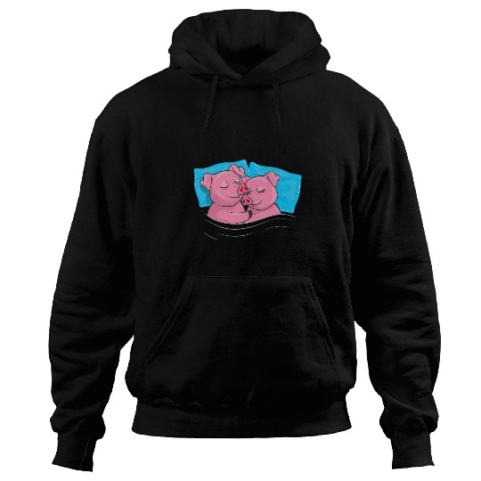 Matching Pig Pajama Valentines Day Women Men Couples Hoodies