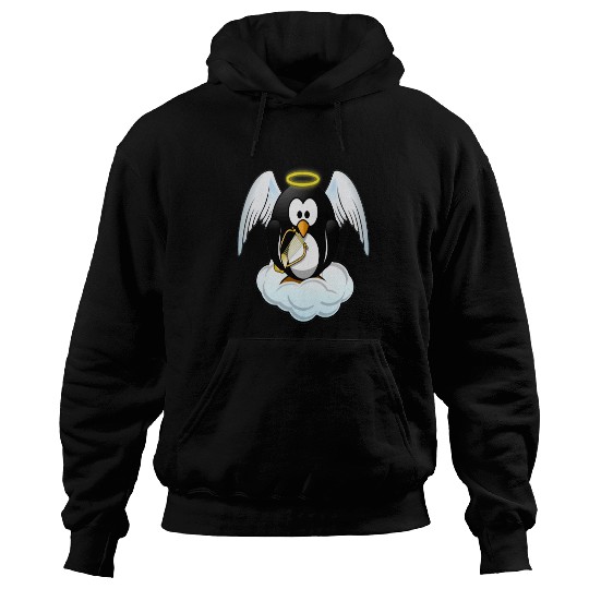 Penguin Pet Christmas Angel Penguin With Gold Harp And Halo Hoodies