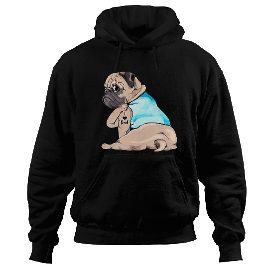 Pug Dog Tattoo I Love Dad Fathers Day Lover Hoodies
