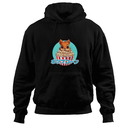 Squirrel Pet Kawaii Squirrel Eating Popcorn japanese Cute Hoodies