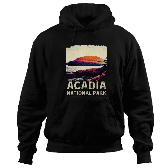 Retro Acadia National Park Perfect for Hiking and Camping Hoodies