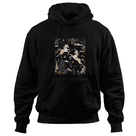 Van Gogh Style Winter Solstice Christmas Unicorns 25 Hoodies
