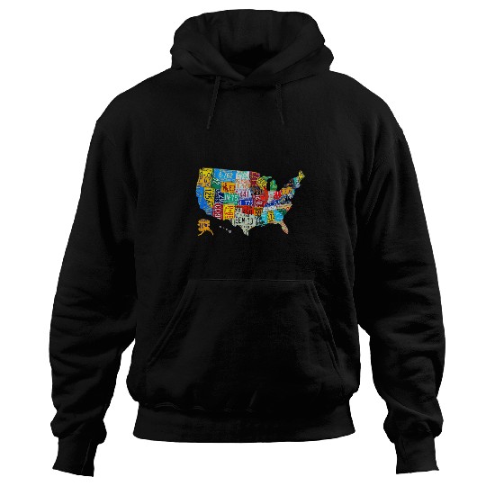 American Map License Plate US Map Art American Map Hoodies