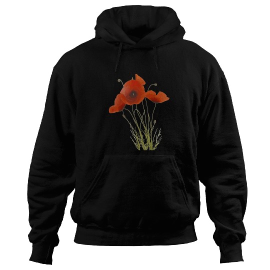 Delicate Red Poppies Wildflower Floral Bouquet Hoodies