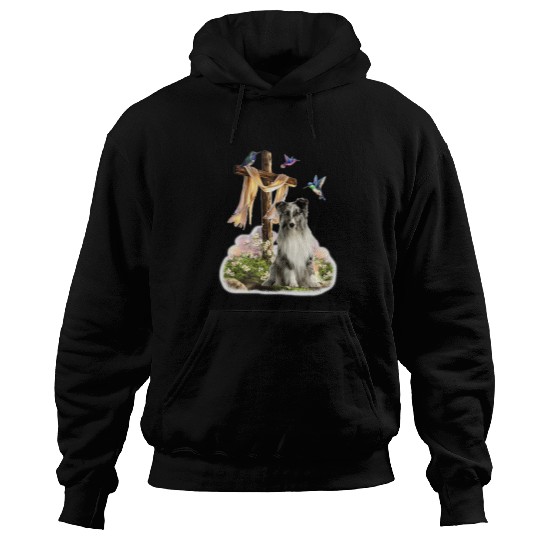 Hummingbird and Cross Grey Shetland Sheepdog Hoodies