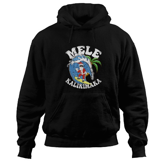 Surf Life Mele Kalikimaka Christmas Surf Design Santa Surfing Hoodies