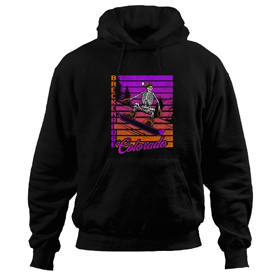 Skeletons Skulls Breckenridge Colorado Retro Snowboarding Skull Hoodies