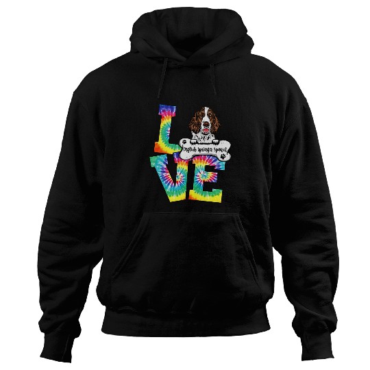 Love English Springer Spaniel Tie Dye Rainbow Dog Lover Hoodies