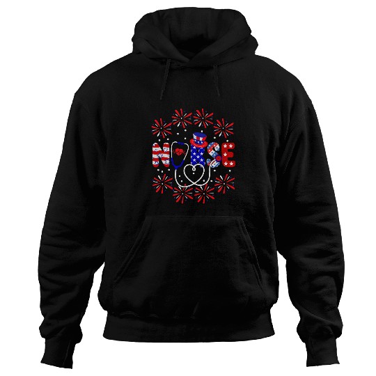 4th of july nurses red white blue usa flag patriotic Hoodies