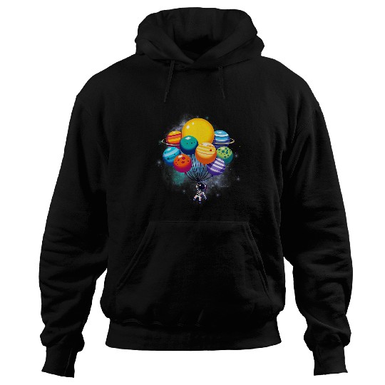 Child Astronaut Holding Planet Balloons Boys Girls Stem Hoodies