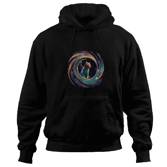 Astronaut Outer Space Kitty on Galaxy Cat Lover Hoodies
