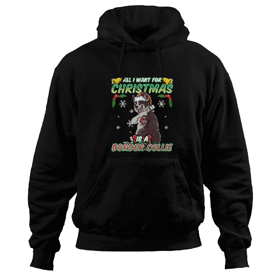 All I Want For Christmas Is A Border Collie Santa Claus Dog Hoodies