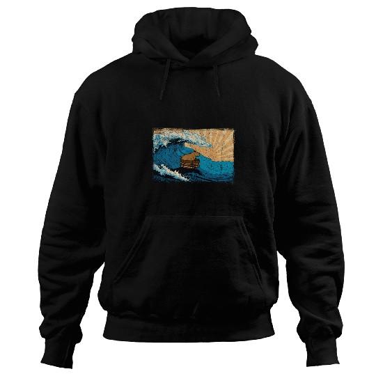 capybaras Wave Funny Surfing Gnawer Animal Distressed Novelty Hoodies