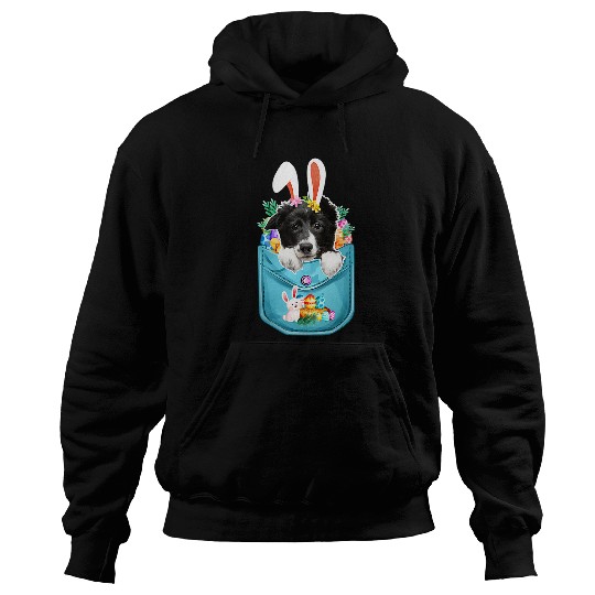 Bunny Border Collie In Pocket Easter Day Egg Bunny Dog Lover Hoodies