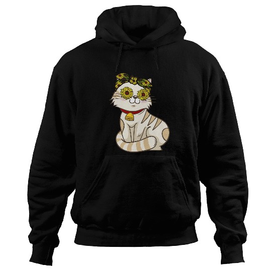 Cute Animal Cat Sunflowers Bandana Hippie Yellow Sunflower Hoodies