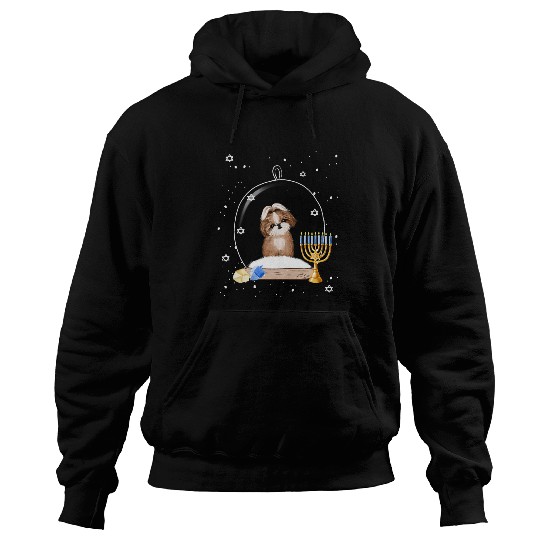 Hanukkah Shih Tzu Dog Snow Globe Pajama Hoodies
