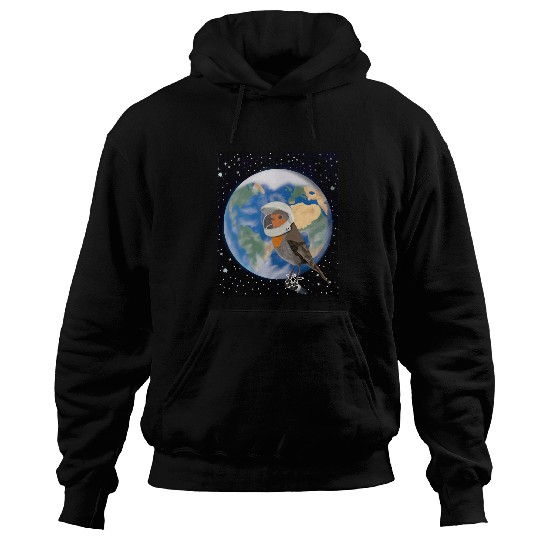 Robin Bird Astronaut in Space Birdlover Animal Funny Hoodies