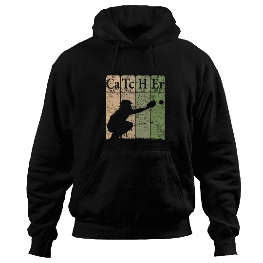 Baseball Periodic Table Elements Nerd Baseball Catcher Retro Hoodies