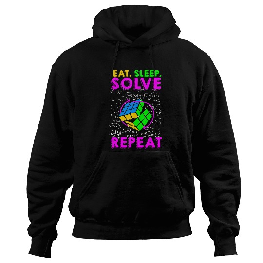 Eat Sleep Solve Repeat Math Speed Cubing Genie Cube 28 Hoodies