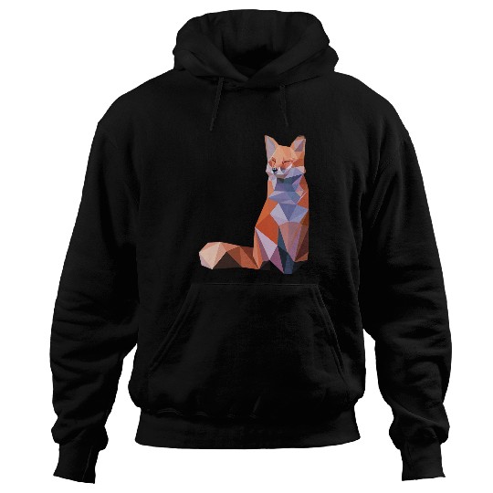 Fox Abstract Polygon Art Cool Gift Geometric Animal Hoodies