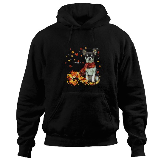 Chihuahua Fall Scarf Dogs Autumn Leaves Hoodies