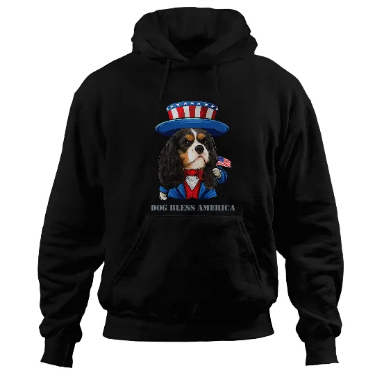 Funny Cavalier King Charles Spaniel Dog 4th of July America 1 Hoodies