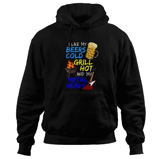 Funny Beer Lover Grillmaster Grilling BBQ Heavy Metal Music Hoodies