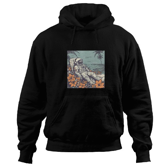 Astronaut Relaxing On a Tropical Beach Planet Hoodies