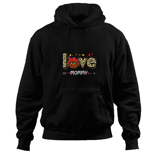 love mommy leopard print cute turkey thanksgiving day Hoodies