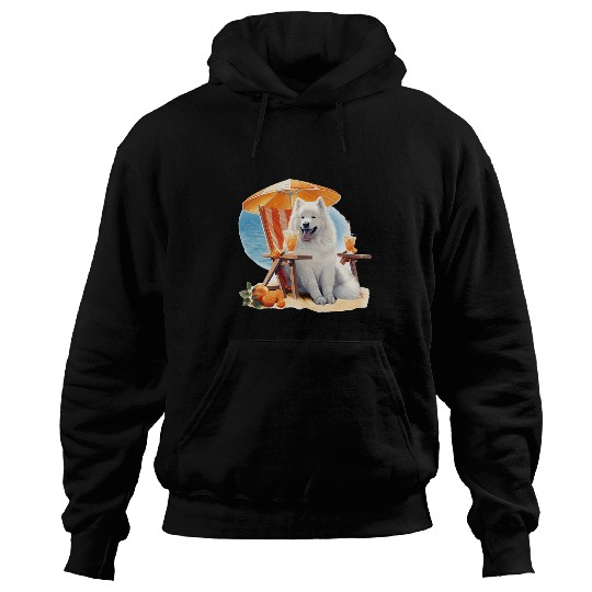 Funny Samoyed Dog Sun Tanning Enjoying The Beach Cruise Hoodies