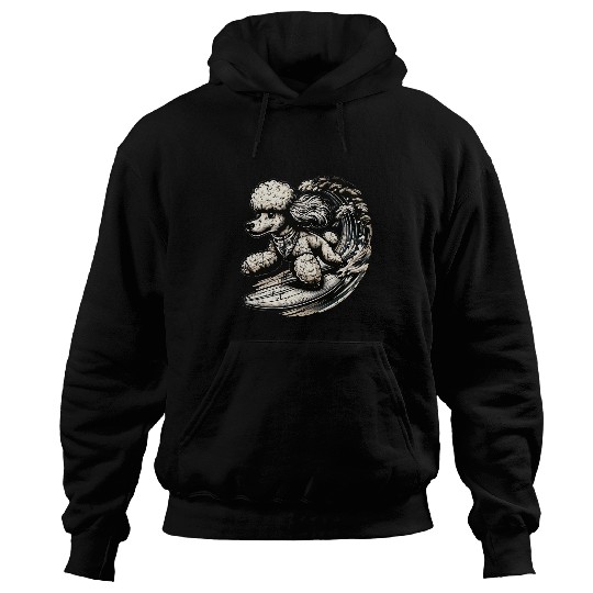 Cool Poodle Surfing Funny Dog Surfing Gifts For Dog Lovers Hoodies
