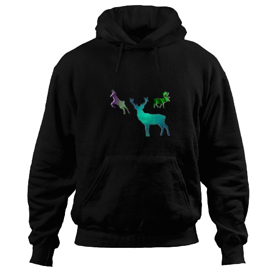 Lacrosse Gift Moose and Deers with Aurora Alaska Northern Lights Hoodies