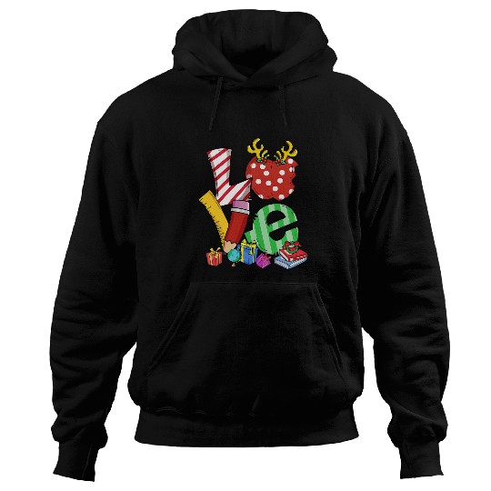 Love Teacher Math Christmas Teacher Life Matching Pajamas Hoodies