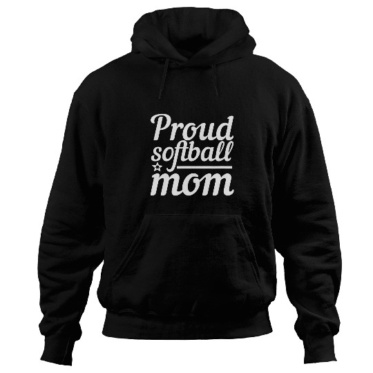 Cute Cursive Proud Softball Mom All Star Design in White Hoodies