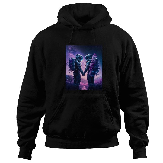 Astronaut Love Couple Groovy Lavender Purple Galaxy Hoodies