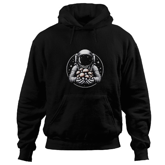 Astronaut Holding Mushroom In Space Art Traveller Hoodies
