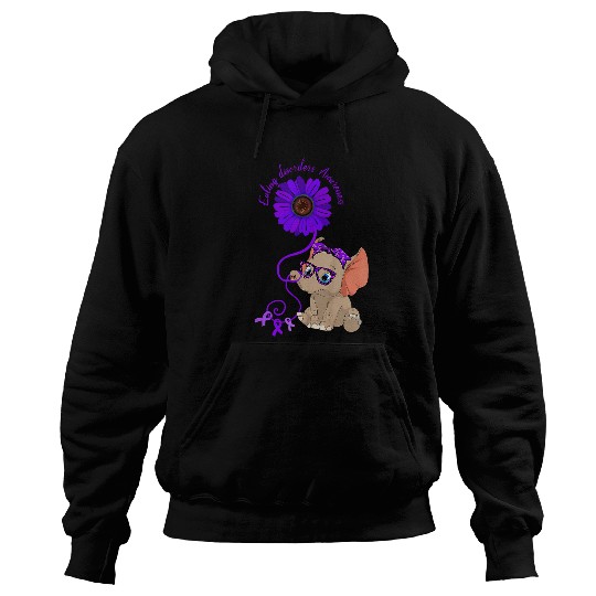 Elephant Epilepsy Awareness Purple Ribbon Glasses Hoodies