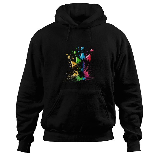 Bowling Skittles Splash Art Bowler Retro Bowling Skittles Hoodies