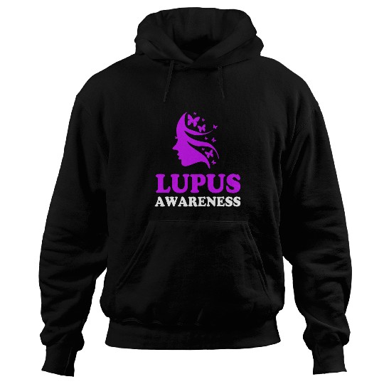 Purple Butterfly Ribbon Lupus Awareness For Women Hoodies